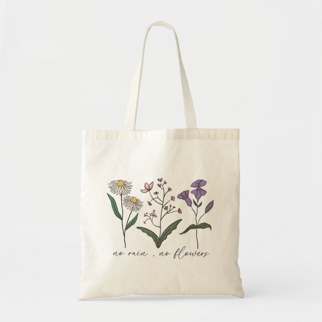Bolso De Tela No Rain, No Flower Wildflower  (Frente)
