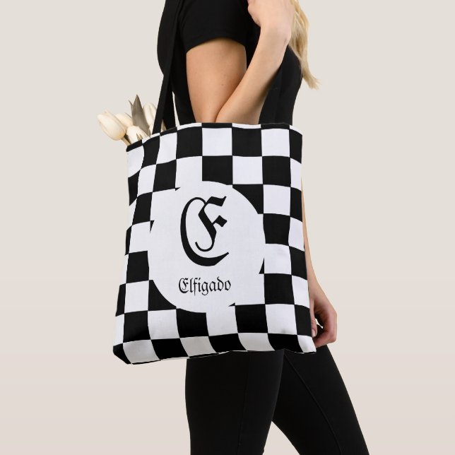 Bolso De Tela No tan común negro y blanco (Detalle)