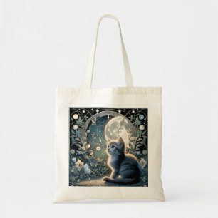 Bolso De Tela Noche azul Moon Kitten Art Nouveau