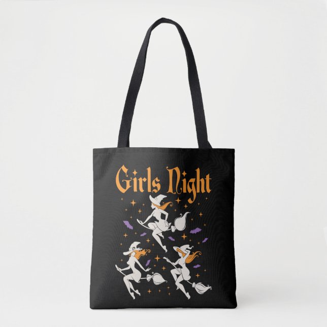 Bolso De Tela Noche de chicas brujas escobas de Halloween (Anverso)