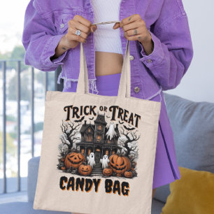 Bolso De Tela Noche de Halloween con calabazas y fantasmas