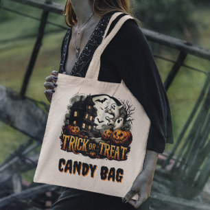 Bolso De Tela Noche de Halloween con fantasmas y calabazas