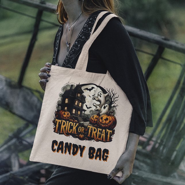 Bolso De Tela Noche de Halloween con fantasmas y calabazas (Subido por el creador)