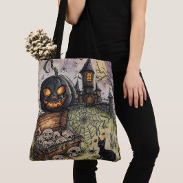 Bolso De Tela Noche de Halloween: La calabaza negra espantosa gu