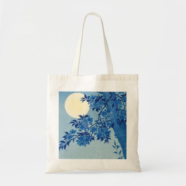 Bolso De Tela Noche de la luna Árbol azul luna (Frente)