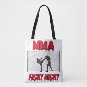 Bolso De Tela Noche de pelea de MMA texto y silueta de dos lucha