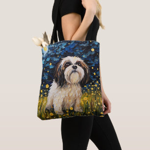 BOLSO DE TELA NOCHE DE STARRY TEMÁTICA LHASA APSO DOG