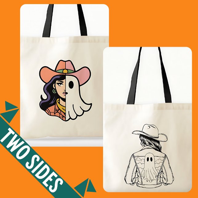 Bolso De Tela Noche de temporada espeluznante y Tote de Cowgirl  (Spooky Season Cowgirl and Cool Ghoul Cowgirl Tote)