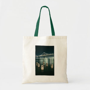 Bolso De Tela Noche del puente de la bahía de Oakland @