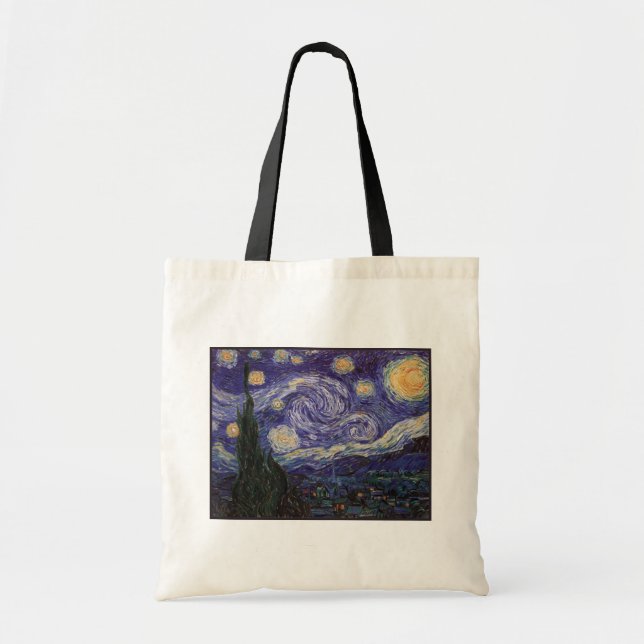 Bolso De Tela Noche estrellada, ciudad francesa Van Gogh Saint R (Frente)