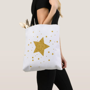 Bolso De Tela Noche estrellada de oro y blanco