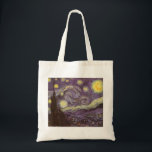 Bolso De Tela Noche estrellada de Vincent van Gogh, Bella Artes<br><div class="desc">Noche estrellada (1889) de Vincent van Gogh es una pintura vintage de la naturaleza del paisaje artístico de arte fino. Vista de una ciudad en un valle por la noche con nubes girando, las estrellas brillando y una hermosa luna dorada de media luna amarilla. Se pintó durante el día desde...</div>