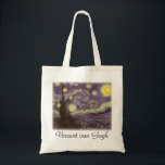 Bolso De Tela Noche estrellada de Vincent van Gogh, Bella Artes<br><div class="desc">Noche estrellada (1889) de Vincent van Gogh es una pintura vintage de la naturaleza del paisaje artístico de arte fino. Vista de una ciudad en un valle por la noche con nubes girando, las estrellas brillando y una hermosa luna dorada de media luna amarilla. Se pintó durante el día desde...</div>