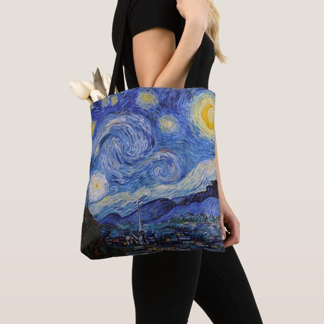 Bolso De Tela Noche estrellada: Saint Remy de Vincent Van Gogh (Detalle)