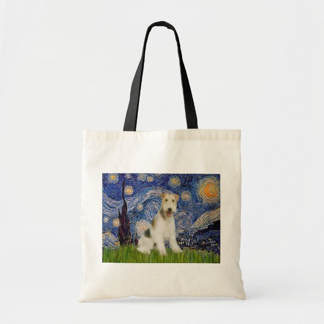Bolso De Tela Noche estrellada - Wire Fox Terrier (M) (Frente)