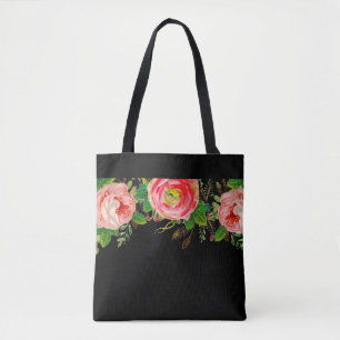 Bolso De Tela Noche Rosa Básico Negro