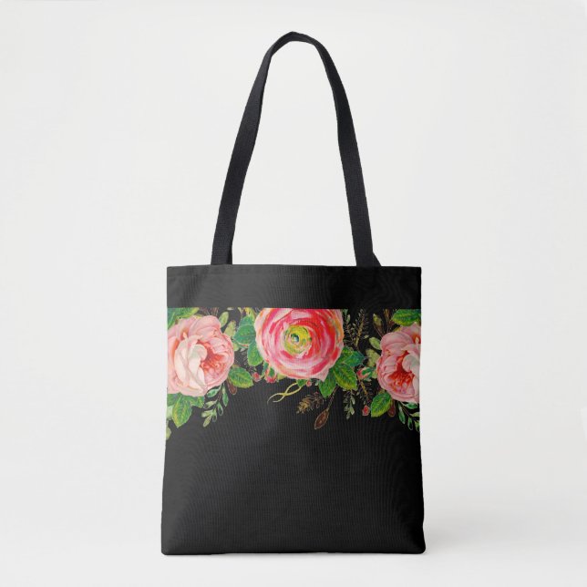 Bolso De Tela Noche Rosa Básico Negro (Anverso)
