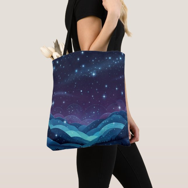 Bolso De Tela Noche Starry Hills (Detalle)