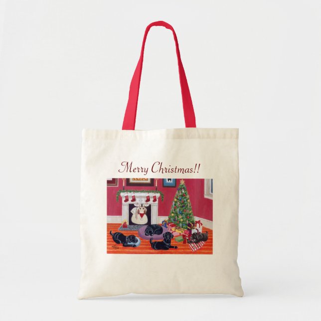 Bolso De Tela Nochebuena Labradors (Frente)