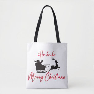Bolso De Tela Nochebuena navideña roja Sleigh y reno