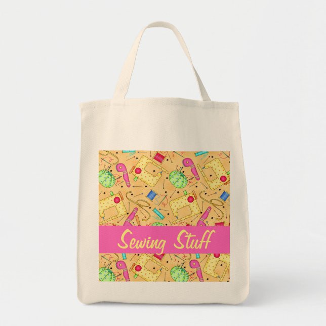 Bolso De Tela Nociones de coser amarillas Personalizado de arte  (Frente)
