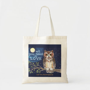 Bolso De Tela Nocturna "Amor de búho" Búho humorístico La Bol
