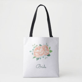 Bolso De Tela Nodal de Peach Peony Flowers