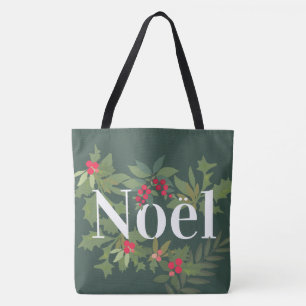 Bolso De Tela Noel evergreen, vacaciones de hojas y bayas
