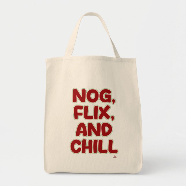 Bolso De Tela Nog Flix and Chill Funny Christmas Hang Out  (Frente)