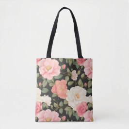 Bolso De Tela Noir Blossom Charm Soft Vintage Rosas
