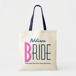 Bolso De Tela Nombra personalizada rosa azul de la Marina Novia
