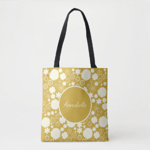 Bolso De Tela Nombran a flor de crema en Personalizado de patrón