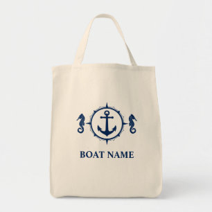 Bolso De Tela Nombrar barco ahorse Anchor Grocería ecológica