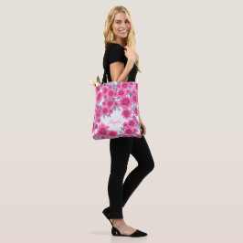 Bolso De Tela Nombrar flores de flores de adorno rosa y blanco