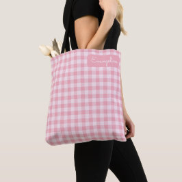 Bolso De Tela Nombre a cuadros rosa gingham femenino