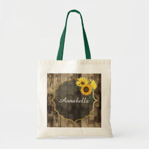 Bolso De Tela Nombre añadido del Boda de girasol ruso