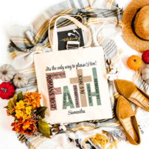 Bolso De Tela Nombre Biblia Cuta Colorida Verso Tipografía