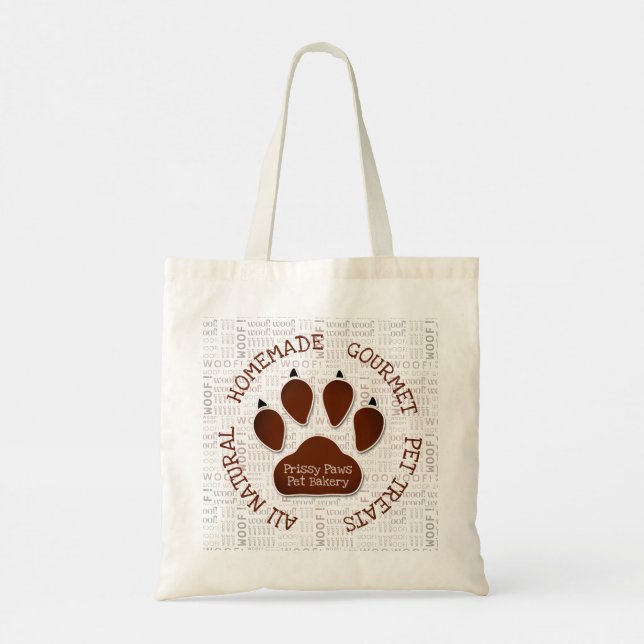 Bolso De Tela Nombre comercial de Woof Art y Brown Dog Paw (Reverso)