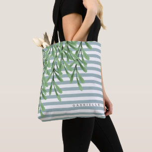 Bolso De Tela Nombre de adición de follaje verde de color de agu