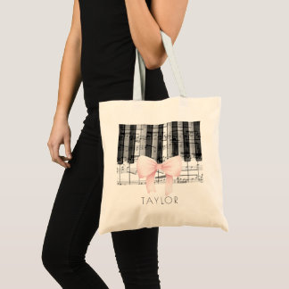 Bolso De Tela nombre de arco rosa de piano de música