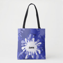 Bolso De Tela Nombre de bandeja de pintura azul quirky
