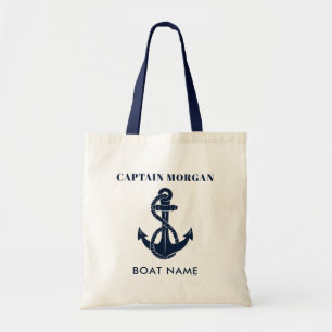 Bolso De Tela Nombre de Barco Ancla Náutica Capitán Personalizad