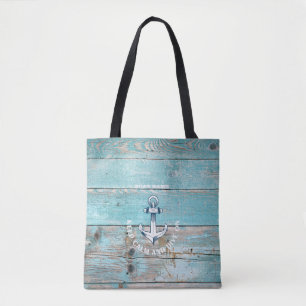 Bolso De Tela Nombre de barco náutico ancla madera rústica