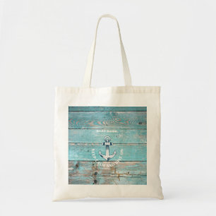 Bolso De Tela Nombre de barco náutico ancla madera rústica