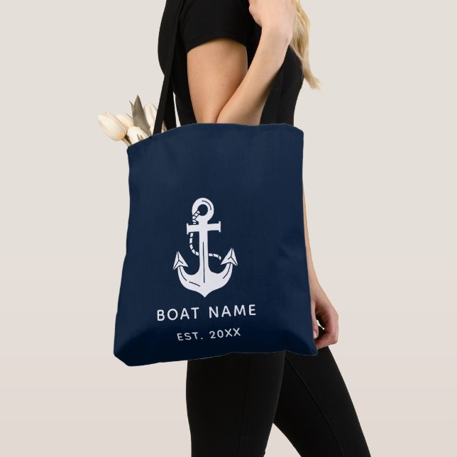 Bolso De Tela Nombre de barco náutico personalizado Ancla (Detalle)