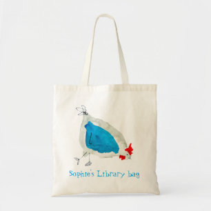 Bolso De Tela Nombre de biblioteca de pollita linda acuarela