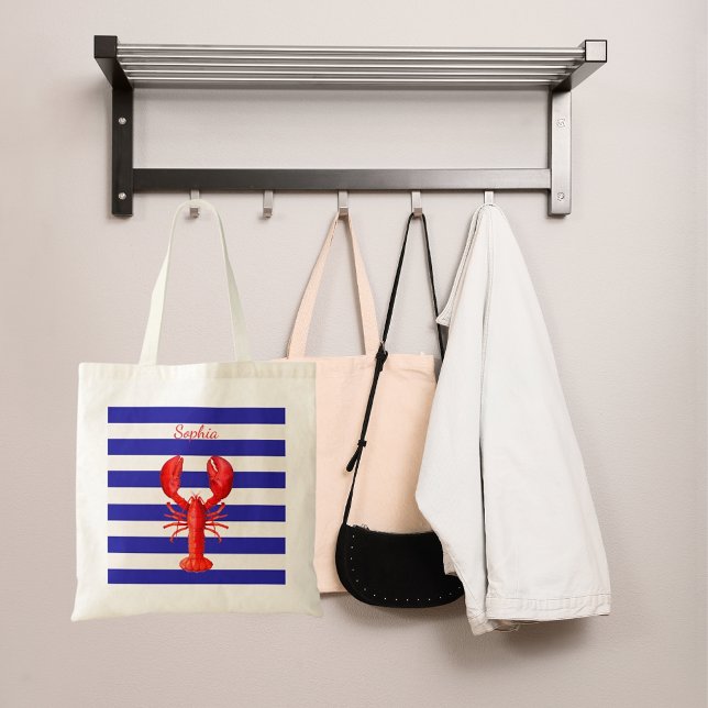 Bolso De Tela Nombre de bogavante rojo de franjas blancas azules (Subido por el creador)