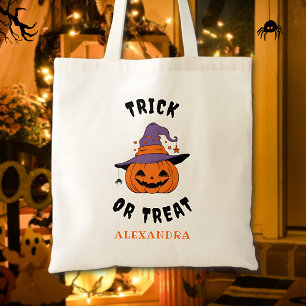 Bolso De Tela Nombre de calabaza de truco o tratamiento Hallowee
