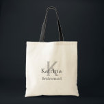 Bolso De Tela Nombre de color personalizado Negro Gris Bridesmai<br><div class="desc">Diseñado con plantillas monogramadas iniciales,  de nombre y texto que puede personalizar y también puede cambiar los colores.</div>