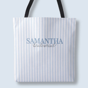 Bolso De Tela Nombre de dama de honor con letra script rayada mo